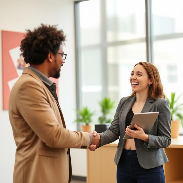 Professional handshake after interview practice